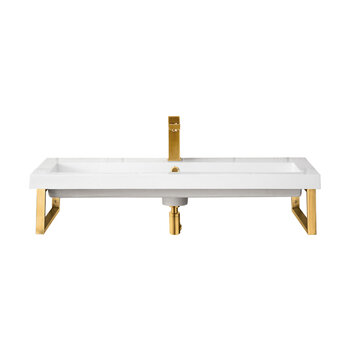 James Martin Furniture Boston (2) 15-1/4'' D Wall Brackets in Radiant Gold with 39-1/2'' W White Glossy Composite Countertop