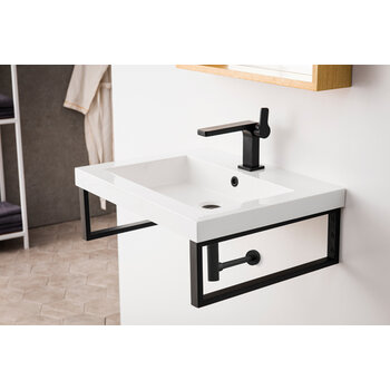 James Martin Furniture Boston (2) 18'' D Wall Brackets in Matte Black with 23-5/8'' W White Glossy Composite Countertop