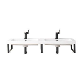 James Martin Furniture Boston (3) 18'' D Wall Brackets in Matte Black with 47'' W White Glossy Composite Countertop