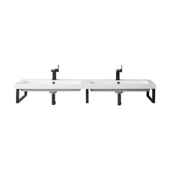 James Martin Furniture Boston (3) 18'' D Wall Brackets in Matte Black with 63'' W White Glossy Composite Countertop