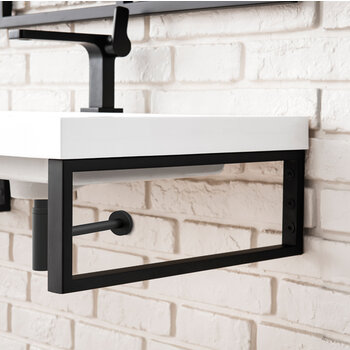 James Martin Furniture Boston (3) 18'' D Wall Brackets in Matte Black with 63'' W White Glossy Composite Countertop