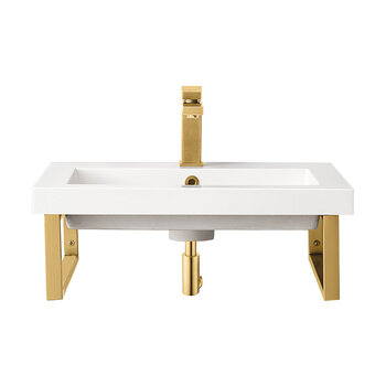 James Martin Furniture Boston (2) 18'' D Wall Brackets in Radiant Gold with 23-5/8'' W White Glossy Composite Countertop
