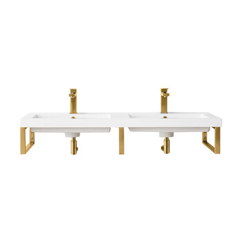 James Martin Furniture Boston (3) 18'' D Wall Brackets in Radiant Gold with 47'' W White Glossy Composite Countertop