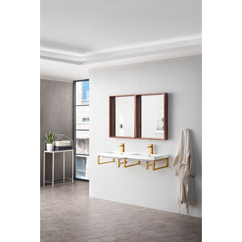 James Martin Furniture Boston (3) 18'' D Wall Brackets in Radiant Gold with 47'' W White Glossy Composite Countertop