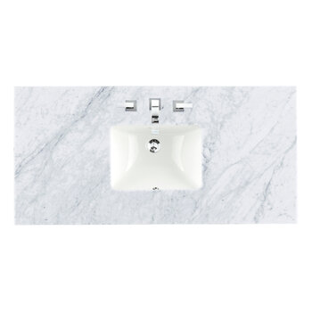 James Martin Furniture 48'' Single Top, 3cm (1-3/8'' ) Thick Carrara White Countertop with Rectangle Undermount Sink