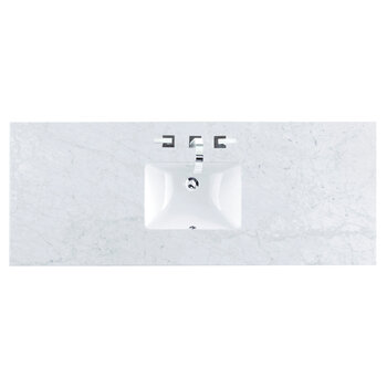 James Martin Furniture 60'' Single Top, 3cm (1-3/8'' ) Thick Carrara White Countertop with Rectangle Undermount Sink