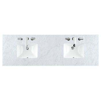 James Martin Furniture 72''  Double Top, 3cm (1-3/8'' ) Thick Carrara White Countertop with Rectangle Undermount Sinks