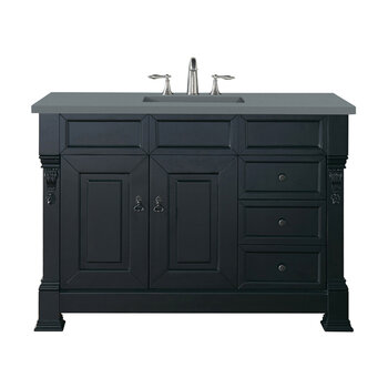 James Martin Furniture Brookfield 48'' Single Vanity in Antique Black with 3cm (1-3/8'' ) Thick Cala Blue Quartz Top and Rectangle Undermount Sink