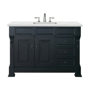 James Martin Furniture Brookfield 48'' Single Vanity in Antique Black with 3cm (1-3/8'' ) Thick Ethereal Noctis Quartz Top and Rectangle Undermount Sink