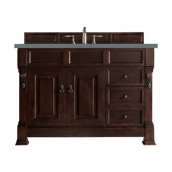 James Martin Furniture Brookfield 48'' Single Vanity in Burnished Mahogany with 3cm (1-3/8'' ) Thick Cala Blue Quartz Top and Rectangle Undermount Sink