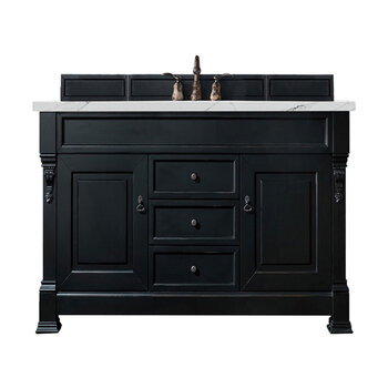 James Martin Furniture Brookfield 60'' Single Vanity in Antique Black with 3cm (1-3/8'' ) Thick Ethereal Noctis Quartz Top and Rectangle Undermount Sink