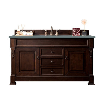 James Martin Furniture Brookfield 60'' Single Vanity in Burnished Mahogany with 3cm (1-3/8'' ) Thick Cala Blue Quartz Top and Rectangle Undermount Sink