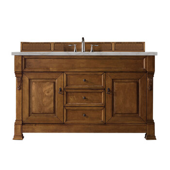 James Martin Furniture Brookfield 60'' Single Vanity, Country Oak w/ 3 cm (1-3/8'') Thick Victorian Silver Quartz Top and Rectangle Undermount Sink Product View
