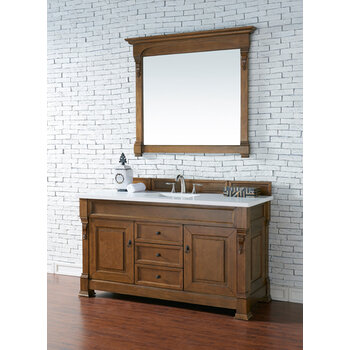 James Martin Furniture Brookfield 60'' Country Oak w/ White Zeus Top Angle View