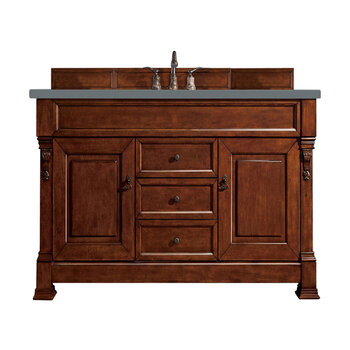 James Martin Furniture Brookfield 60'' Single Vanity in Warm Cherry with 3cm (1-3/8'' ) Thick Cala Blue Quartz Top and Rectangle Undermount Sink