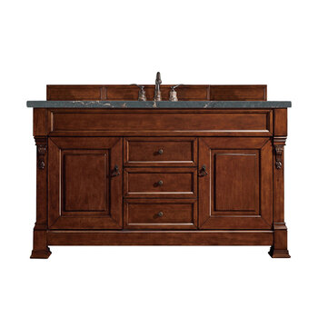 James Martin Furniture Brookfield 60'' Single Vanity, Warm Cherry w/ 3 cm (1-3/8'') Thick Parisien Bleu Quartz Top and Rectangle Undermount Sink Product View