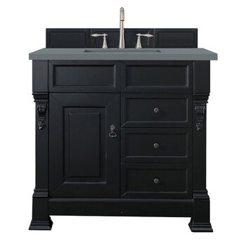 James Martin Furniture Brookfield 36'' Single Vanity in Antique Black with 3cm (1-3/8'' ) Thick Cala Blue Quartz Top and Rectangle Undermount Sink