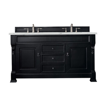 James Martin Furniture Brookfield 60'' Double Vanity in Antique Black with 3cm (1-3/8'' ) Thick Ethereal Noctis Quartz Top and Rectangle Undermount Sinks