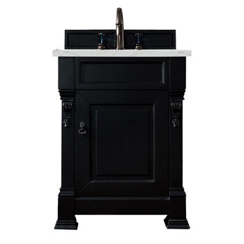 James Martin Furniture Brookfield 26''  Single Vanity in Antique Black with 3cm (1-3/8'' ) Thick Ethereal Noctis Quartz Top and Rectangle Undermount Sink