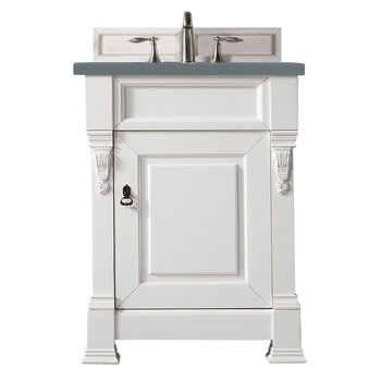 James Martin Furniture Brookfield 26'' Single Vanity in Bright White with 3cm (1-3/8'' ) Thick Cala Blue Quartz Top and Rectangle Undermount Sink
