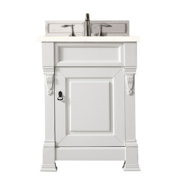 James Martin Furniture Brookfield 26'' W Bright White Single Vanity with 3cm (1-3/8'' ) Thick Eternal Marfil Quartz Top
