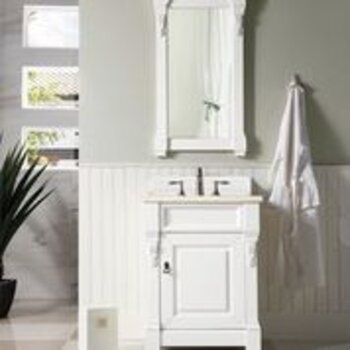James Martin Furniture Brookfield 26'' W Bright White Single Vanity with 3cm (1-3/8'' ) Thick Eternal Marfil Quartz Top