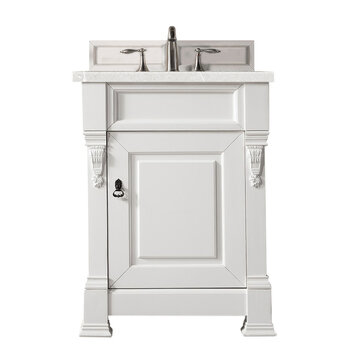 James Martin Furniture Brookfield 26'' W Bright White Single Vanity with 3cm (1-3/8'' ) Thick Eternal Serena Quartz Top