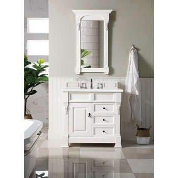 James Martin Furniture Brookfield 36'' W Bright White Single Vanity with 3cm (1-3/8'' ) Thick Eternal Serena Quartz Top