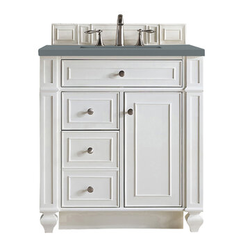 James Martin Furniture Bristol 30'' Single Vanity in Bright White with 3cm (1-3/8'' ) Thick Cala Blue Quartz Top and Rectangle Undermount Sink