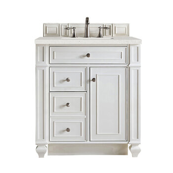 James Martin Furniture Bristol 30'' Single Vanity, Bright White w/ 3 cm (1-3/8'') Thick Lime Delight Quartz Top and Rectangle Undermount Sink Product View