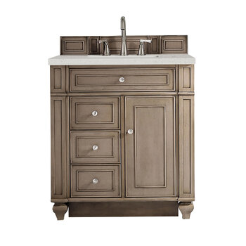 James Martin Furniture Bristol 30'' Single Vanity, Whitewashed Walnut w/ 3 cm (1-3/8'') Thick Lime Delight Quartz Top and Rectangle Undermount Sink Product View