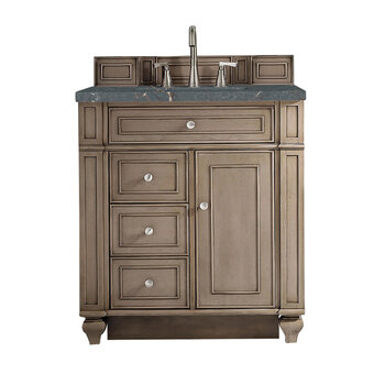 James Martin Furniture Bristol 30'' Single Vanity, Whitewashed Walnut w/ 3 cm (1-3/8'') Thick Parisien Bleu Quartz Top and Rectangle Undermount Sink Product View