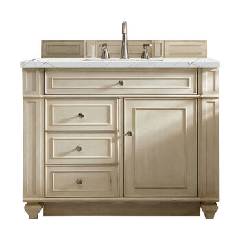 James Martin Furniture Bristol 36'' Single Vanity in Vintage Vanilla with 3cm (1-3/8'' ) Thick Ethereal Noctis Quartz Top and Rectangle Undermount Sink