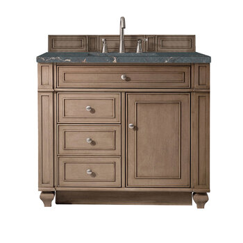 James Martin Furniture Bristol 36'' Single Vanity, Whitewashed Walnut w/ 3 cm (1-3/8'') Thick Parisien Bleu Quartz Top and Rectangle Undermount Sink Product View