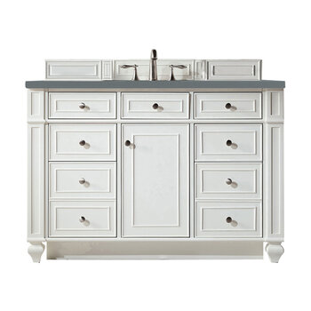 James Martin Furniture Bristol 48'' Single Vanity in Bright White with 3cm (1-3/8'' ) Thick Cala Blue Quartz Top and Rectangle Undermount Sink