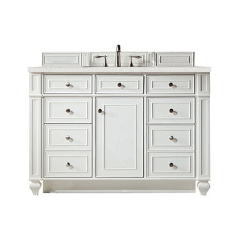 James Martin Furniture Bristol 48'' Single Vanity, Bright White w/ 3 cm (1-3/8'') Thick Lime Delight Quartz Top and Rectangle Undermount Sink Product View