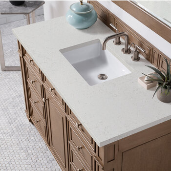 James Martin Furniture Bristol 48'' Single Vanity, Whitewashed Walnut w/ 3 cm (1-3/8'') Thick Lime Delight Quartz Top and Rectangle Undermount Sink Overhead Top View