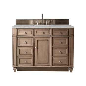 James Martin Furniture Bristol 48'' Single Vanity, Whitewashed Walnut w/ 3 cm (1-3/8'') Thick Victorian Silver Quartz Top and Rectangle Undermount Sink Product View
