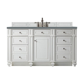 James Martin Furniture Bristol 60'' Single Vanity in Bright White with 3cm (1-3/8'' ) Thick Cala Blue Quartz Top and Rectangle Undermount Sink