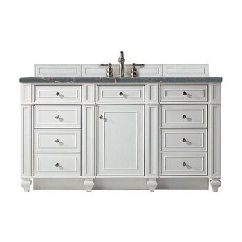 James Martin Furniture Bristol 60'' Single Vanity, Bright White w/ 3 cm (1-3/8'') Thick Parisien Bleu Quartz Top and Rectangle Undermount Sink Product View