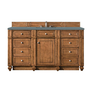 James Martin Furniture Bristol 60'' Single Vanity in Saddle Brown with 3cm (1-3/8'' ) Thick Cala Blue Quartz Top and Rectangle Undermount Sink