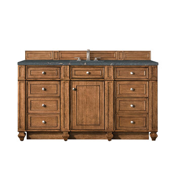 James Martin Furniture Bristol 60'' Single Vanity, Saddle Brown w/ 3 cm (1-3/8'') Thick Parisien Bleu Quartz Top and Rectangle Undermount Sink Product View