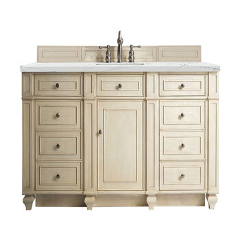 James Martin Furniture Bristol 60'' Single Vanity in Vintage Vanilla with 3cm (1-3/8'' ) Thick Ethereal Noctis Quartz Top and Rectangle Undermount Sink