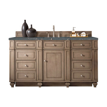 James Martin Furniture Bristol 60'' Single Vanity, Whitewashed Walnut w/ 3 cm (1-3/8'') Thick Parisien Bleu Quartz Top and Rectangle Undermount Sink Product View