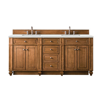 James Martin Furniture Bristol 72''  Double Vanity in Saddle Brown with 3cm (1-3/8'' ) Thick Ethereal Noctis Quartz Top and Rectangle Undermount Sinks