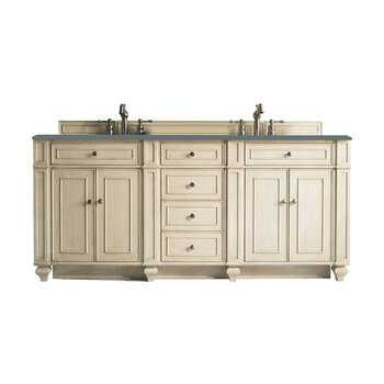 James Martin Furniture Bristol 72''  Double Vanity in Vintage Vanilla with 3cm (1-3/8'' ) Thick Cala Blue Quartz Top and Rectangle Undermount Sinks