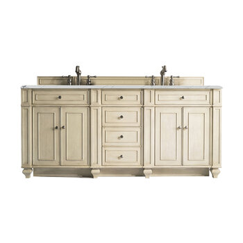James Martin Furniture Bristol 72''  Double Vanity in Vintage Vanilla with 3cm (1-3/8'' ) Thick Ethereal Noctis Quartz Top and Rectangle Undermount Sinks