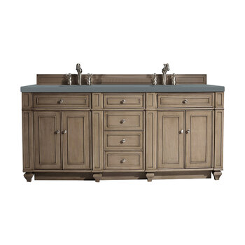 James Martin Furniture Bristol 72''  Double Vanity in Whitewashed Walnut with 3cm (1-3/8'' ) Thick Cala Blue Quartz Top and Rectangle Undermount Sinks