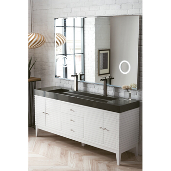 Double Glossy White Cabinet / Glossy Dark Gray Top Product View