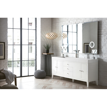 Single Glossy White Cabinet / Glossy White Top Side View